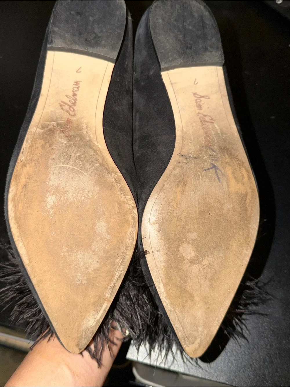 Sam Edelman Black Feather Hazel Pointed Toe Flats Size 7